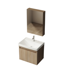 SUMO SVC-04 waterproof PVC vanity cabinet with basin in Wood Grain
