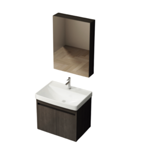 SUMO SVC-07 waterproof PVC vanity cabinet with basin in Brown Walnut