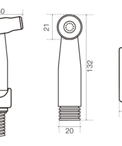 SUMO BS-01 bidet spray and wall holder dimension drawing, in millimetres